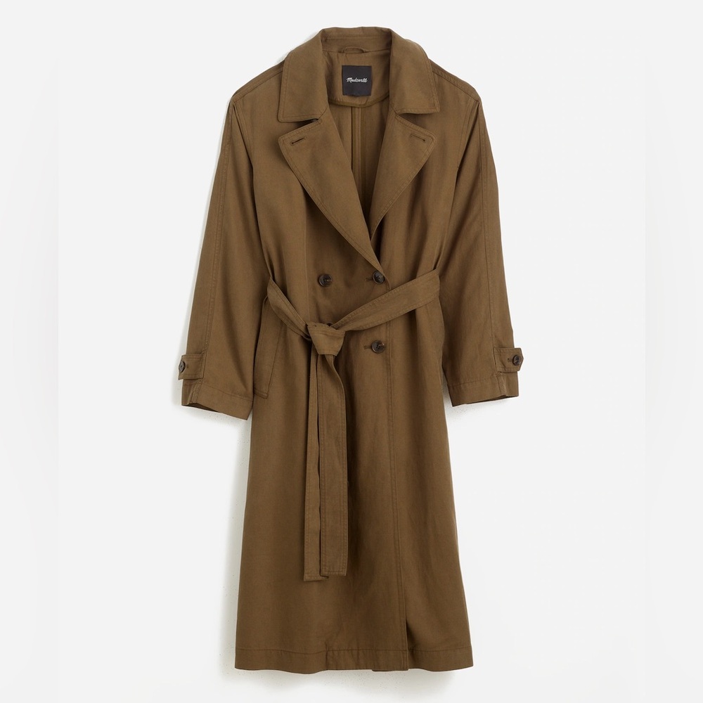 Madewell Belted Trench Coat in Drapey Twill Size S NWT
